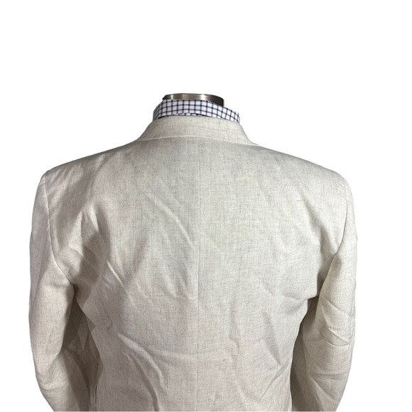 David Taylor Men Beige 100% Linen 2 Button Suit Jacket Sz 40R Sports Coat Pocket - Picture 8 of 14